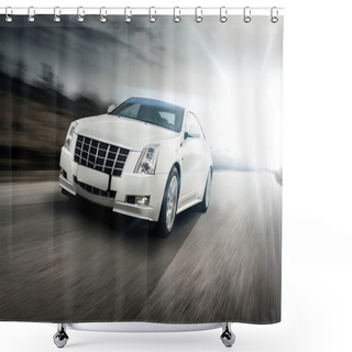Personality  Car Drive Speed Fast On The Road At Sunset Cadillac Shower Curtains
