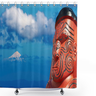 Personality  Traditional Maori Carving, New Zealand Shower Curtains