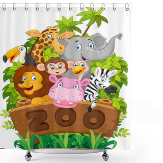 Personality  Cartoon Collection Zoo Animals Shower Curtains