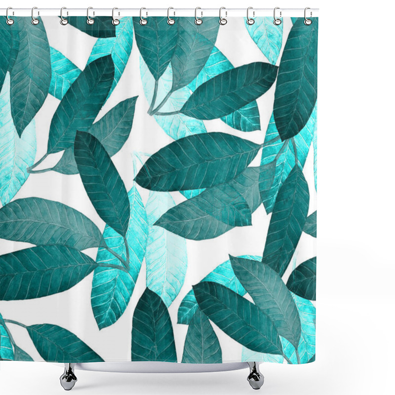 Personality  Abstract Decorative Seamless Pattern With Watercolor Tropical Leaves. Colorful Hand Drawn Illustration. Vintage Exotic Background. Shower Curtains