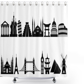 Personality  World Famous Travel Landmarks And Monuments Shower Curtains