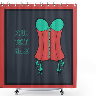 Personality  Vintage Background With Lady's Red Corset Shower Curtains