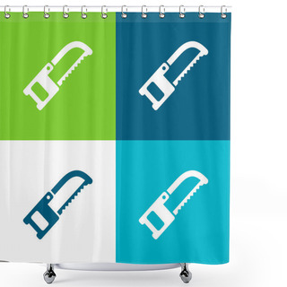 Personality  Band Saw Flat Four Color Minimal Icon Set Shower Curtains