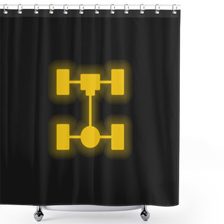 Personality  Axle Yellow Glowing Neon Icon Shower Curtains