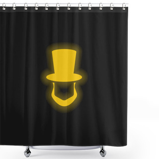 Personality  Abraham Lincoln Hat And Beard Shapes Yellow Glowing Neon Icon Shower Curtains