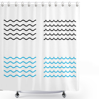 Personality  Vector Waves On White Background Shower Curtains