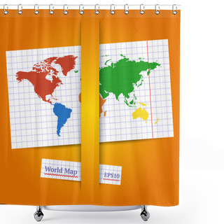 Personality  Colorful Vector World Map. Eps10 Shower Curtains