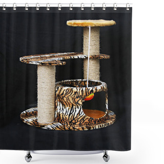 Personality  Condo Toys For Cat On Black Background. Shower Curtains