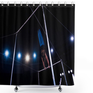 Personality  Back View Gymnast Performing On Horizontal Bars In Circus   Shower Curtains