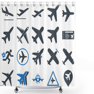 Personality  Aviation Icon Set Shower Curtains
