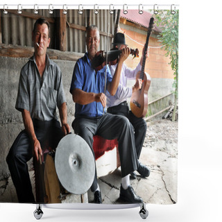 Personality  Musicians Playing On Traditional Instruments Shower Curtains