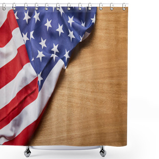Personality  Top View Of American Flag On Light Wooden Surface  Shower Curtains
