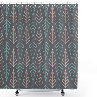 Personality  Geometric Leaves Vertical Repeated Pattern Dark. Vector Seamless Pattern Design For Fashion, Paper, Textile And Wrapping Shower Curtains