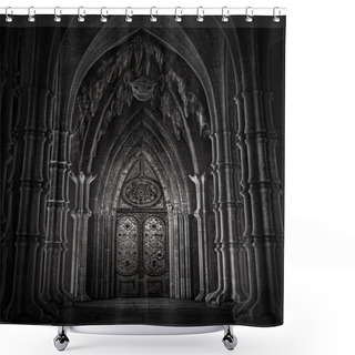 Personality  Door In A Fantasy Cathedral Shower Curtains