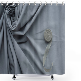 Personality  Grey Folds Fabric With Cloth Roll Background Shower Curtains