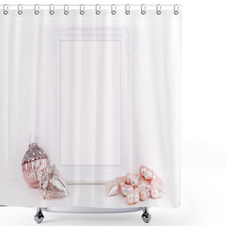 Personality  Christmas Mockup Styled Stock Photography With White Frame Shower Curtains