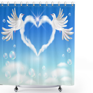 Personality  Two Doves In The Sky Shower Curtains