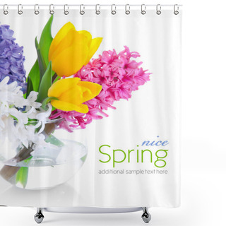 Personality  Spring Flowers In Glass Vase Shower Curtains
