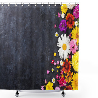 Personality  Flowers On Stone Background Shower Curtains