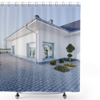 Personality  Detached House With White Walls Shower Curtains