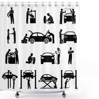 Personality  Mechanic Icons Black Shower Curtains