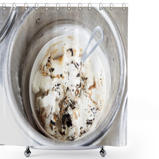 Personality  Chocolate And Vanilla Ice Cream In Container Shower Curtains