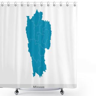 Personality  Map Of Mizoram Is A State Of India With Borders Districts Shower Curtains