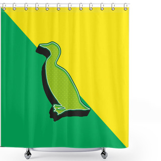 Personality  Bird Loon Shape Green And Yellow Modern 3d Vector Icon Logo Shower Curtains