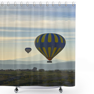 Personality  Hot Air Balloons Flying Over Valley In The Morning. Cappadocia. Turkey Shower Curtains