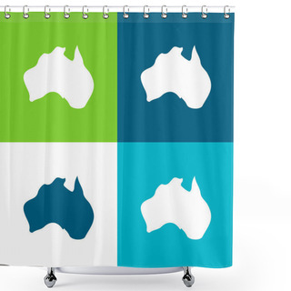 Personality  Australia Flat Four Color Minimal Icon Set Shower Curtains
