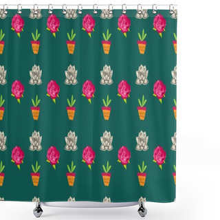 Personality  Colored Background With Different Accessories Shower Curtains