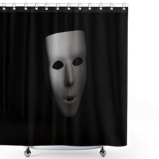 Personality  A Blank, Emotionless Masquerade Mask Is Highlighted Against A Stark Black Background  Shower Curtains