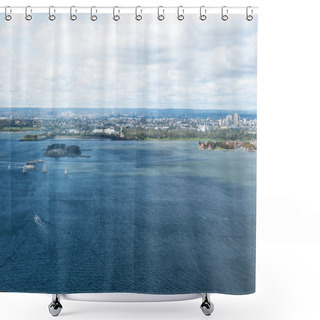 Personality  Aerial View Of Atlantic Ocean And New York City, Usa Shower Curtains