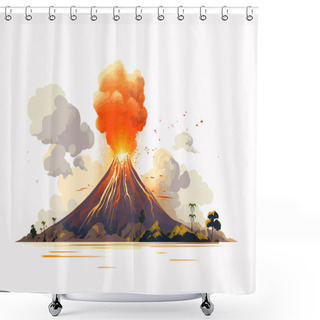 Personality  Volcanic Eruption Vector Flat Minimalistic Isolated Illustration Shower Curtains