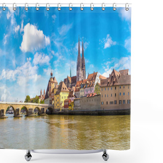 Personality  Regensburg And Cathedral, Germany In A Beautiful Summer Day Shower Curtains