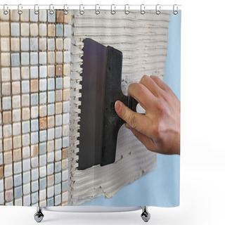 Personality  Repair In The Apartment: Installing The Mosaic Tile On The Wall. Shower Curtains