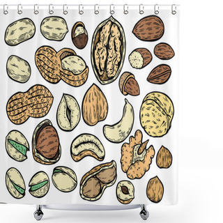 Personality  Hand Drawn Nuts Set Shower Curtains
