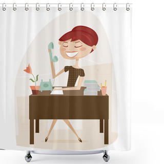Personality  Retro Woman Working Shower Curtains