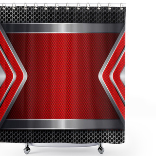 Personality  Geometric Background With Metal Grille And Red Arrows. Shower Curtains