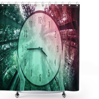 Personality   Female Hands Holding Clock Shower Curtains