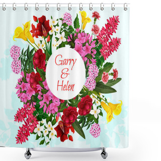 Personality  Wedding Invitation Floral Card With Flower Frame Shower Curtains