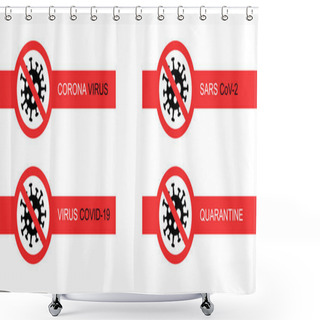 Personality  Red Stop Signs With Coronavirus Bacteria On White Background Shower Curtains