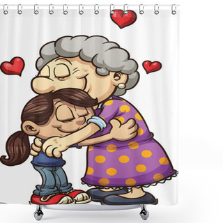 Personality  Hugging Grandma Shower Curtains
