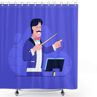 Personality  Orchestra Conductor Directing With Baton Shower Curtains