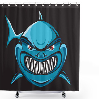 Personality  Black And White Angry Shark Shower Curtains