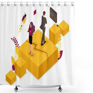 Personality  Isometric Business Partner Disagreements Shower Curtains