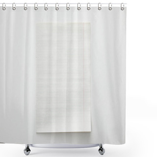 Personality  Top View Of Empty Paper Sheet On White Background Shower Curtains