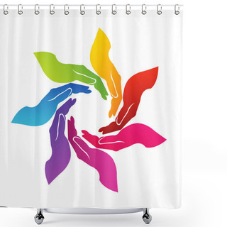 Personality  Hands Helping Colorful Logo Vector Shower Curtains