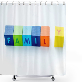 Personality  Cubes Consists The Word Family Shower Curtains