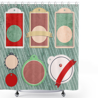Personality  Art Set Of Vector Frame Lable Shower Curtains